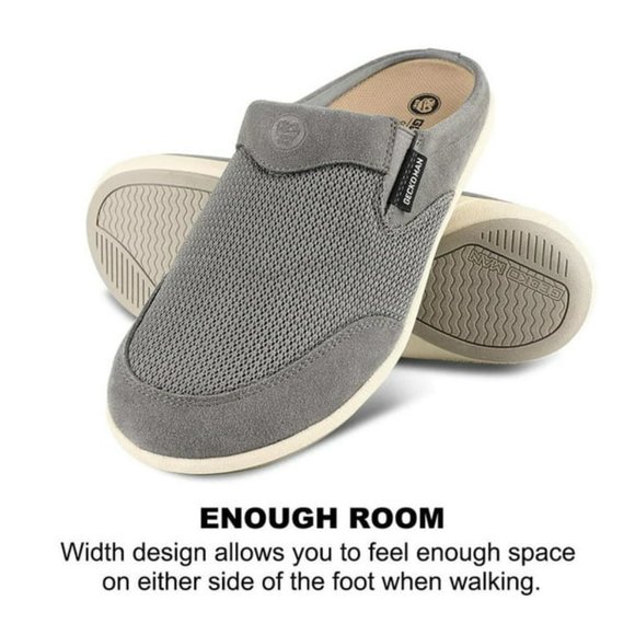 GeckoMan Men\'s Mesh Arch Support Slipper Loafers -Grey-III